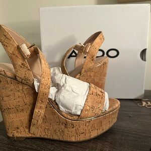Aldo Natural Cork Wedge Sandals